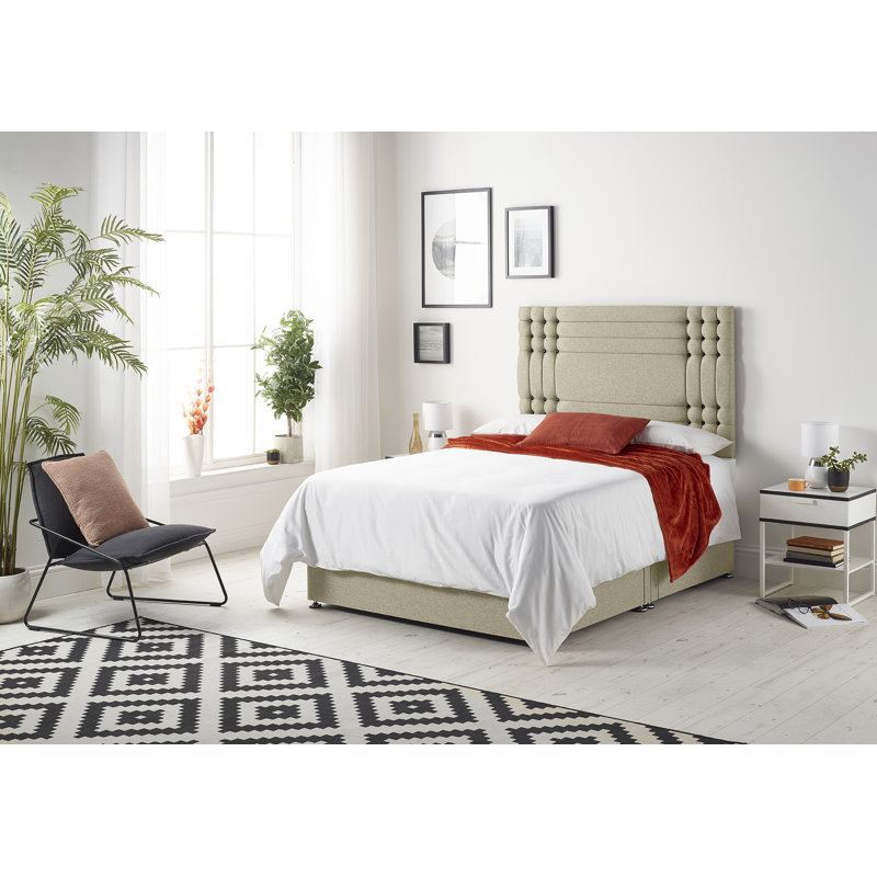 Dennishia Coilsprung Divan Bed Set, Double (4'6), Wheat, 1 Drawer