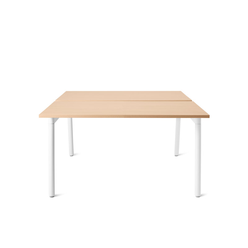 Bureau double Series A, H 29 po x l 56 po x P 47 po, Blanc / chêne naturel