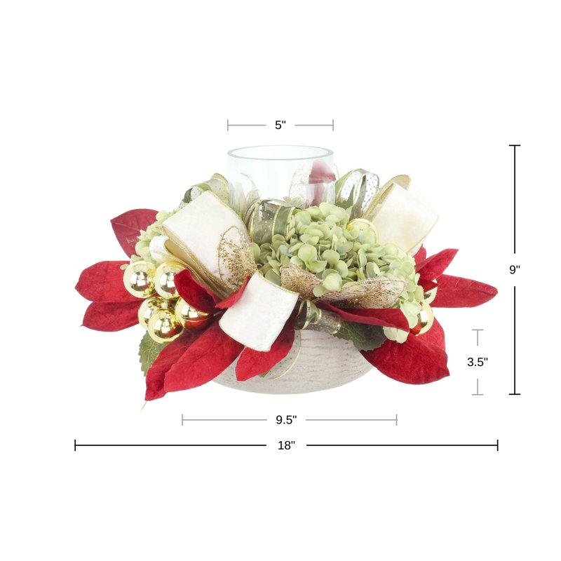 Bougeoir des Fêtes avec hortensias, ornements et boucles
