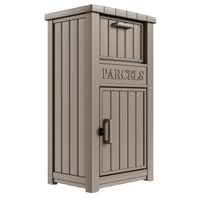 48 Gallon Lockable Delivery Box, Weatherproof Resin Package Drop Box with “Parcels” Sign for Outdoor Use