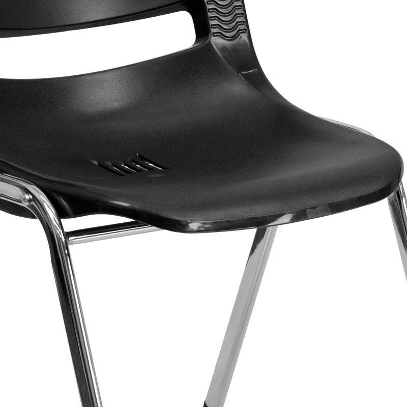 Black Ergonomic Stackable Chair with Chrome Frame