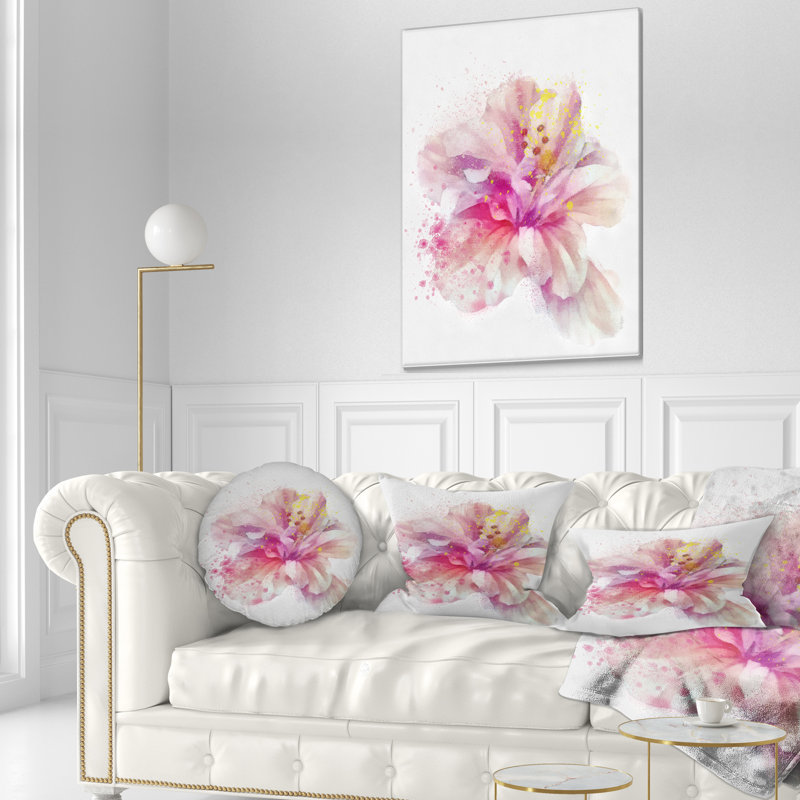 Coussin décoratif à imprimé floral belle fleur rose, Rectangulaire, 12 po x 20 po