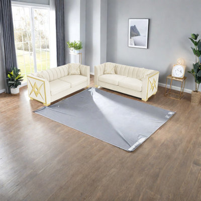 Luxury Velvet Sofas, 3-seater Chesterfield With Gold Accents For Living Room