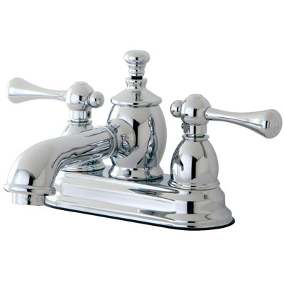 Robinet de salle de bain central à 4 poignées à 3 trous à fixation sur le comptoir avec laiton escamotable Kingston