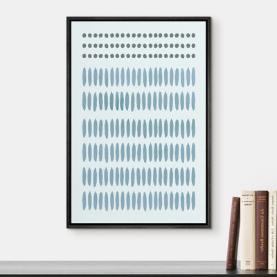 "Signature", impression sur toile encadrée, rayures bleues et lignes, formes géométriques, illustrations, art moderne, Mid-Century moderne, multicolore ultra pour le salon, la chambre à coucher, le bureau