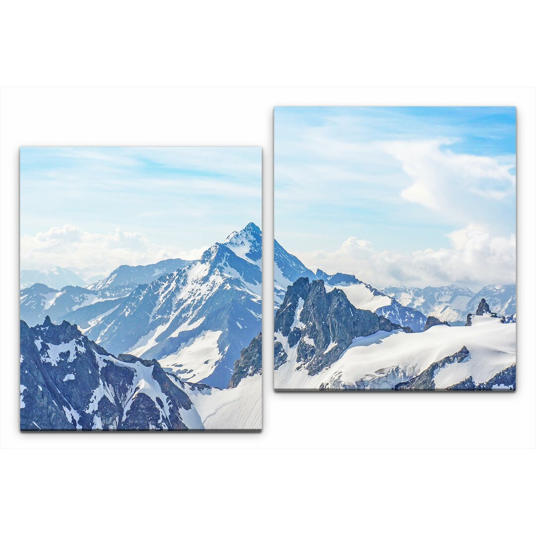 2-tlg. Leinwandbilder-Set Alpenlandschaft