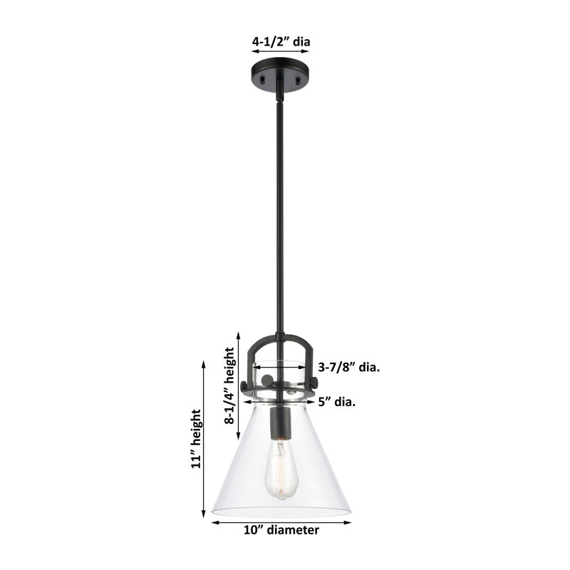 Luminaire suspendu avec tige 1 lumière Abisaid, H 11,75 po x l 10 po x P 10 po, Bronze champagne, Blanc
