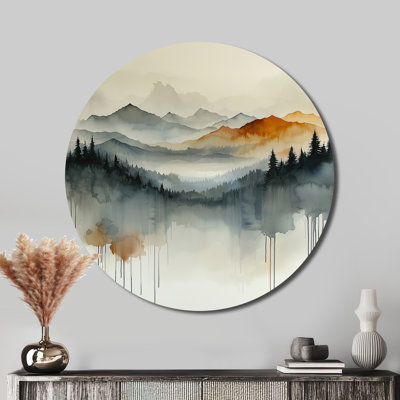 «Bold Mountain Landscape In Autumn I - Mountains Round», reproduction d'art en métal