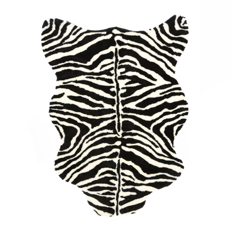 Tapis en fausse fourrure Zebra, Peau 3 pi 3 po x 4 pi 7 po
