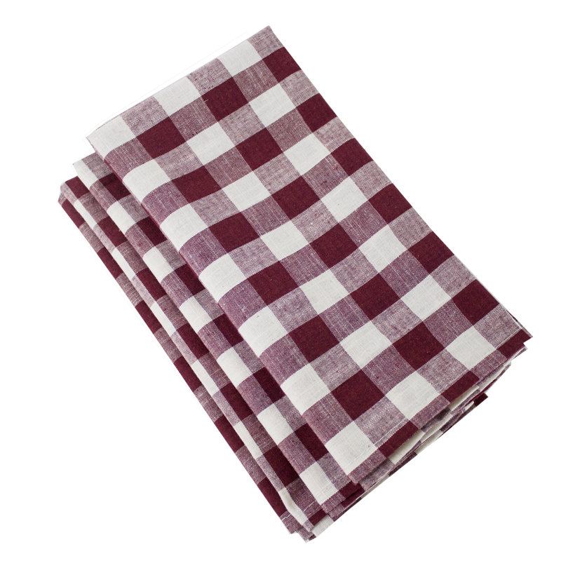 Ensemble de 4 serviettes en tissu à carreaux Buffalo, Vin
