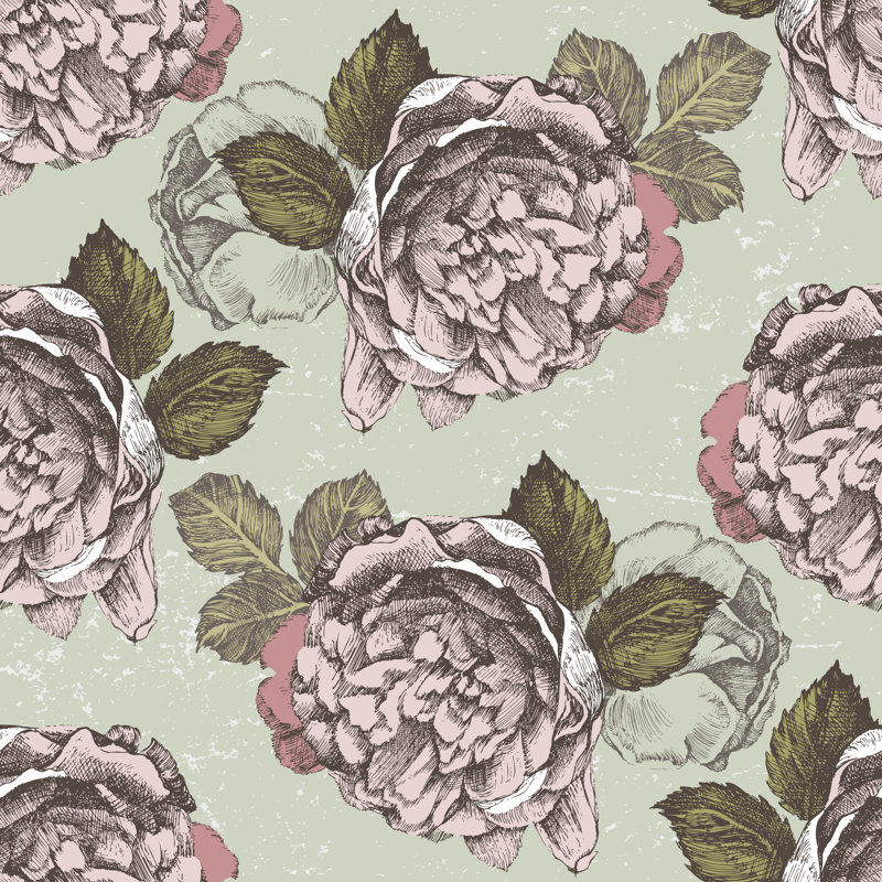Toeterville Retro-Styled Floral Seamless by Mart_m - Wrapped Canvas Print, 30cm H x 30cm W x 3.8cm D