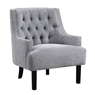 Modern Traditional Chair With Gray Chenille Covering And Solid Wood Plywood Frame Upholstered Legs Back For Home Decor