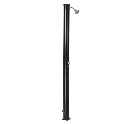 89 in. H Solar Powered Temperature Controlled Portable Plastic Free Standing Outdoor Shower with Detachable Shower Head and Footwash Spout and Duckboard