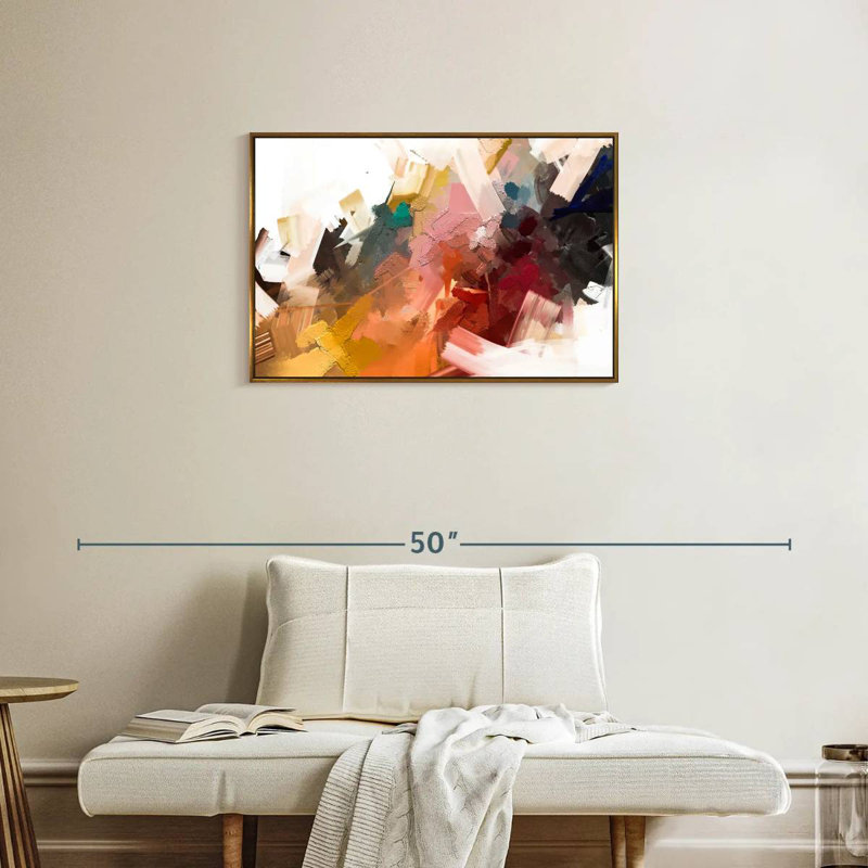 Large Giard Oil, Cadre flottant doré, 31 po x 21 po