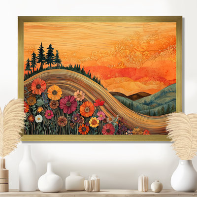 Fleurs saisonnières dans un paysage de campagne III - Fleurs murales saisonnières