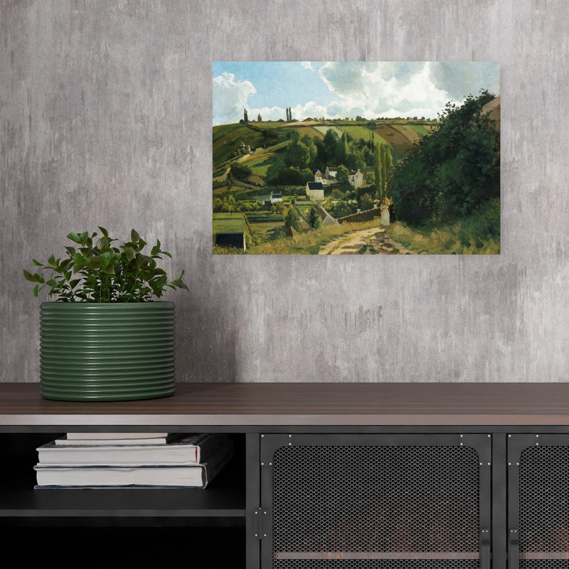 Jalais Hill à Pontoise, 1867 - Estampe d'art mural représentant un paysage rustique impressionniste contemporain.