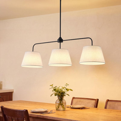 Suspension linéaire moderne à 3 lumières avec abat-jour cylindrique, 40,75 po
