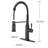 Matte Black Stainless Steel Touch Kitchen Faucet With Pull Down Spray, 360-Degree Rotatable Nozzle For Complete Sink Cleaning Activity, Corrosion And Rust- Nature, Convenient Water Temperature Flow-961880157