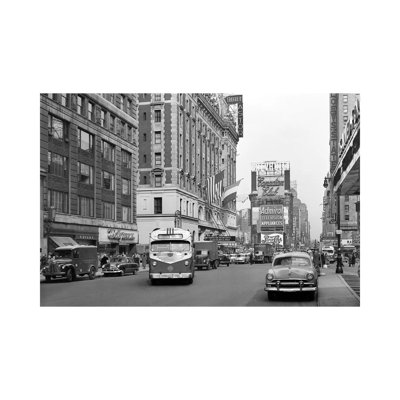 1950s New York City Times Square Traffic Broadway Bus by Vintage Images - Wrapped Canvas Print