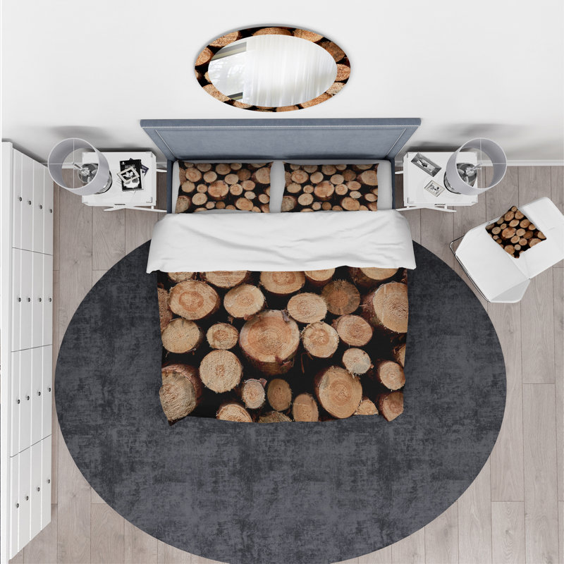 Rustic Polyester Abstract Duvet Cover, King Duvet Cover + 2 Shams