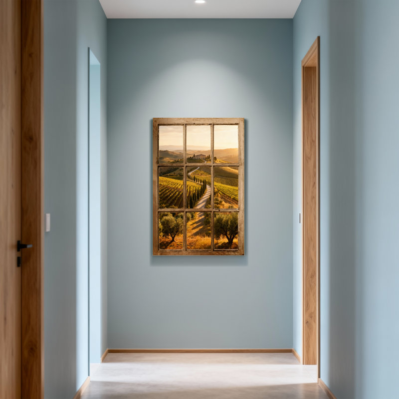 «Landscape & Nature Tuscan Vineyard Sunset Landscape Window View», H 18 po x l 12 po