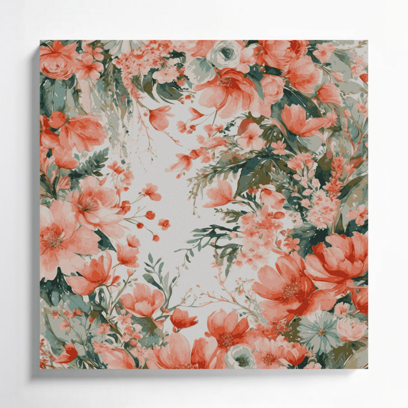 Watercolor Floral 8 Grey Canvas Wall Art, 12" H x 12" W