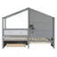 Lit simple avec canapé-lit, lit maison avec station de charge, recharge sans fil, tablettes et deux tiroirs, gris-420888788