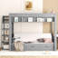 Lit superposé convertible en bois avec escalier de rangement, table de chevet et 3 tiroirs