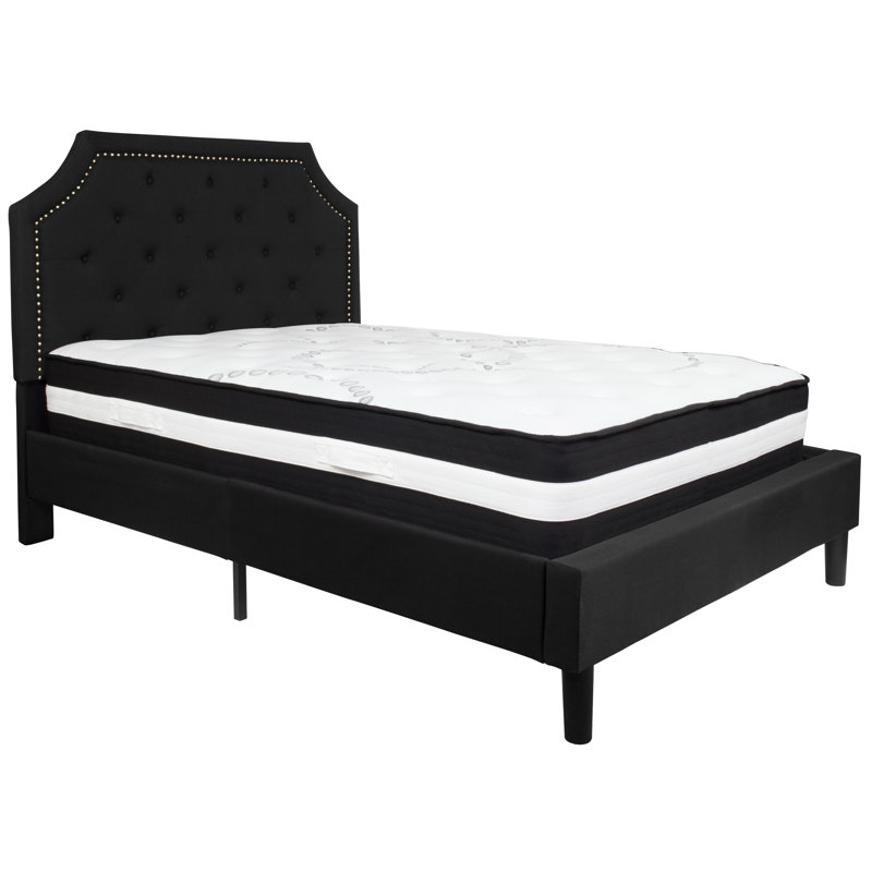 Matelas arqué et capitonné Aluino, Double, Noir