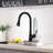 Rust Matte Black Kitchen Tap With Ceramic Valve And 15.87" Overall Height For Flats Scratch Faucet Sink Swivel Spout Three Functions