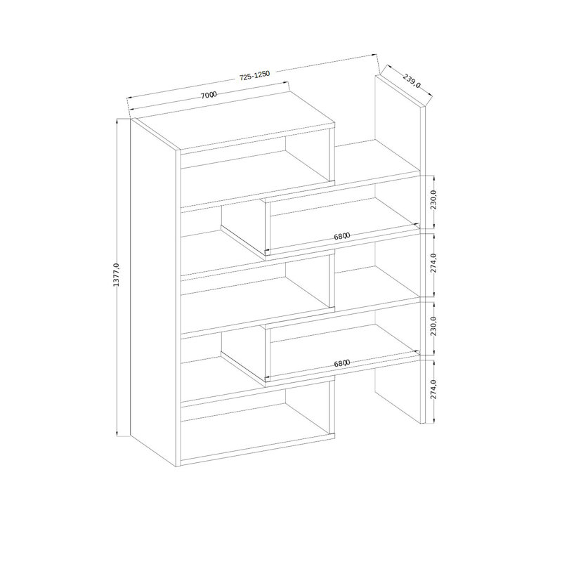 Rhiannan 187.7cm H Geometric Bookcase, 138cm H x 125cm W x 24cm D, Artisan