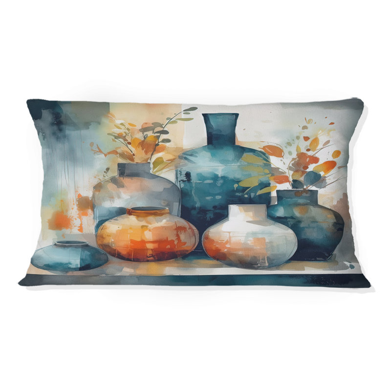 Coussin bleu et orange artisanal Boho Pottery I - Boho Pottery