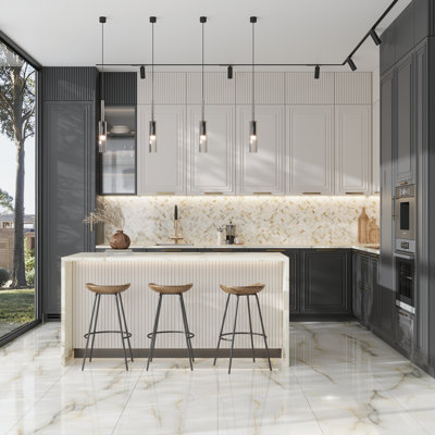 Carreau de sol onyx en porcelaine grand format 24 x 48 Splendor (15,5 pieds carrés / caisse) - paquet de 2
