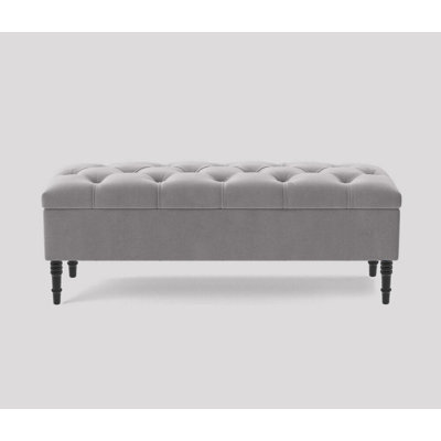 Alyana 180cm Wide Tufted Rectangle Ottoman Storage Bench - Upholstered Velvet Shoes Bench with Turned Wooden Legs