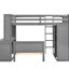 Lit mezzanine simple gris avec bureau, tablettes et garde-robe. Panneau de construction. Économise de l'espace et améliore la fonctionnalité. Construire-1075178845-1075178846