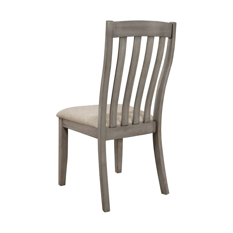 Gray Upholstered High Slat Back Wood Side Chair Set