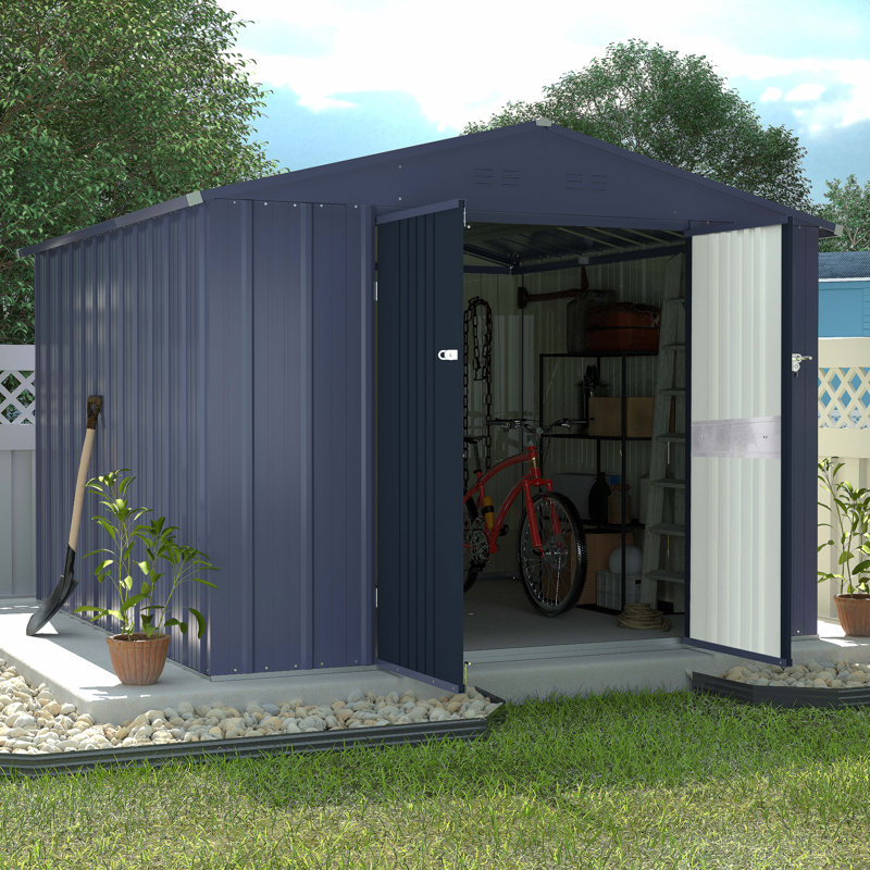 96''W Metal Storage Shed, 76" H x 96" W x 96" D