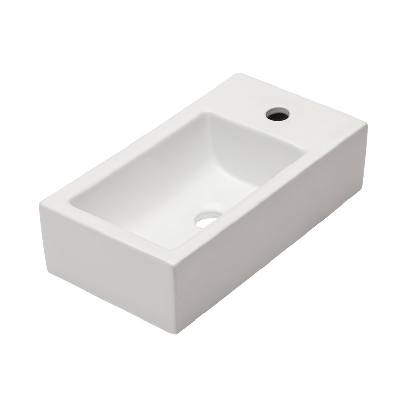 Lordear 10'' White Ceramic Rectangular Bathroom Sink
