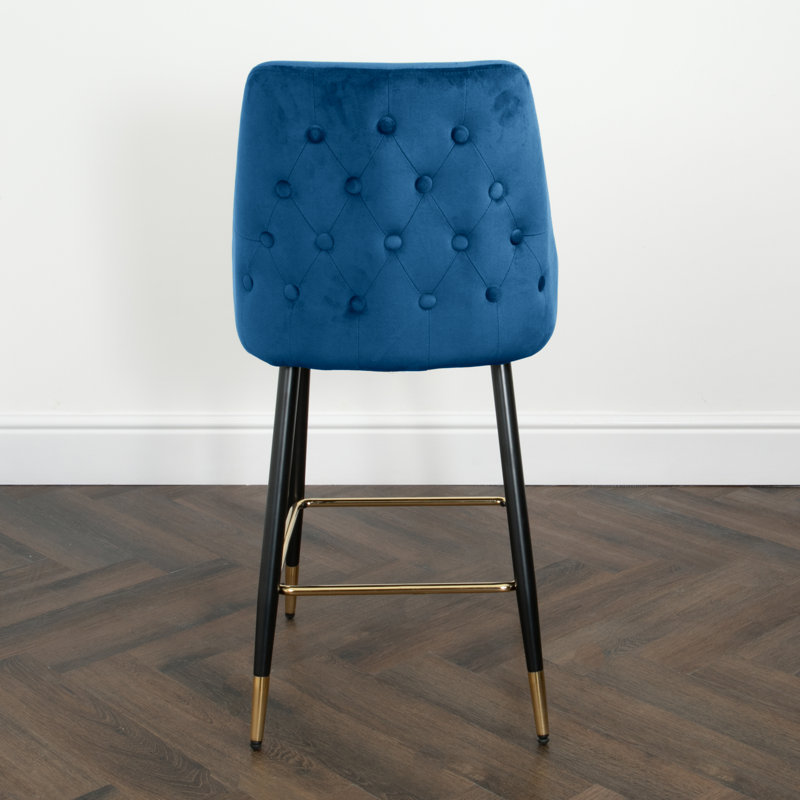 Olmitz Upholstered Counter Stool with Metal Frame, Navy
