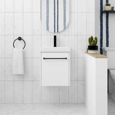 18'' Small Bathroom Vanity With Sink, Floating Vanity With Soft Close Door