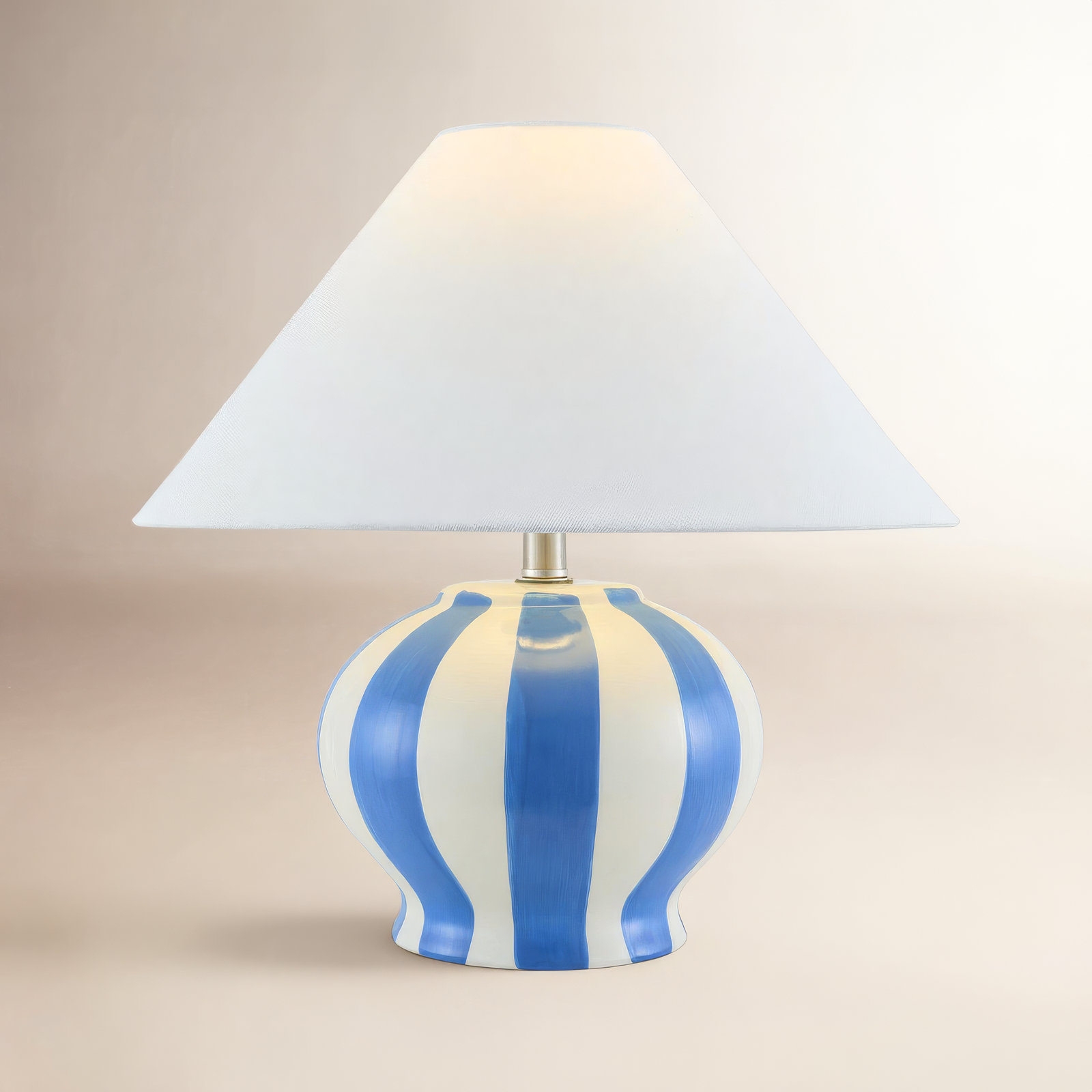Ceramic Table Lamp, Blue/White