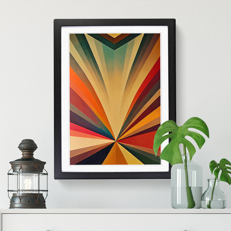 Sunset Art Deco - Single Picture Frame Print, 64cm H x 25cm W x 2cm D, Black