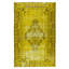 Tapis turc fabriqué à la main 5,2 x 8,3 pi surteint en jaune