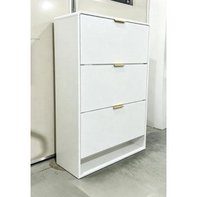 3-drawer wavy-patterned rounded corner shoe cabinet