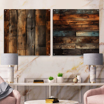 Rustic County Planked Wood - ensemble d'art mural en acrylique sur verre floral