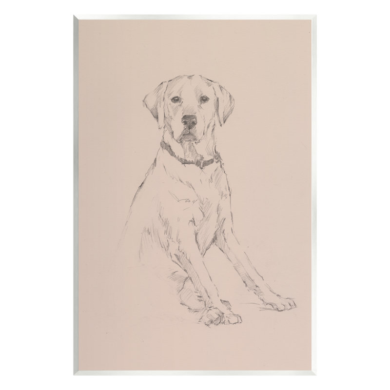 Retriever Dog Minimal - reproduction de dessin, H 19 po x l 13 po x P 0,5 po, Bois