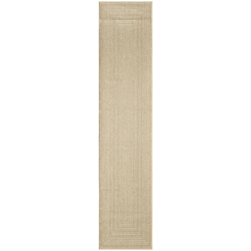 Tapis intérieur / extérieur géométrique Cascio, Taupe ivoire, Tapis de couloir 2 pi 2 po x 10 pi