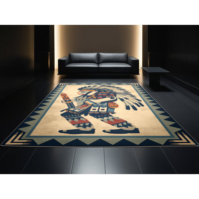Tapis en peluche douce et moelleuse Duran Hopi Kachina Warrior