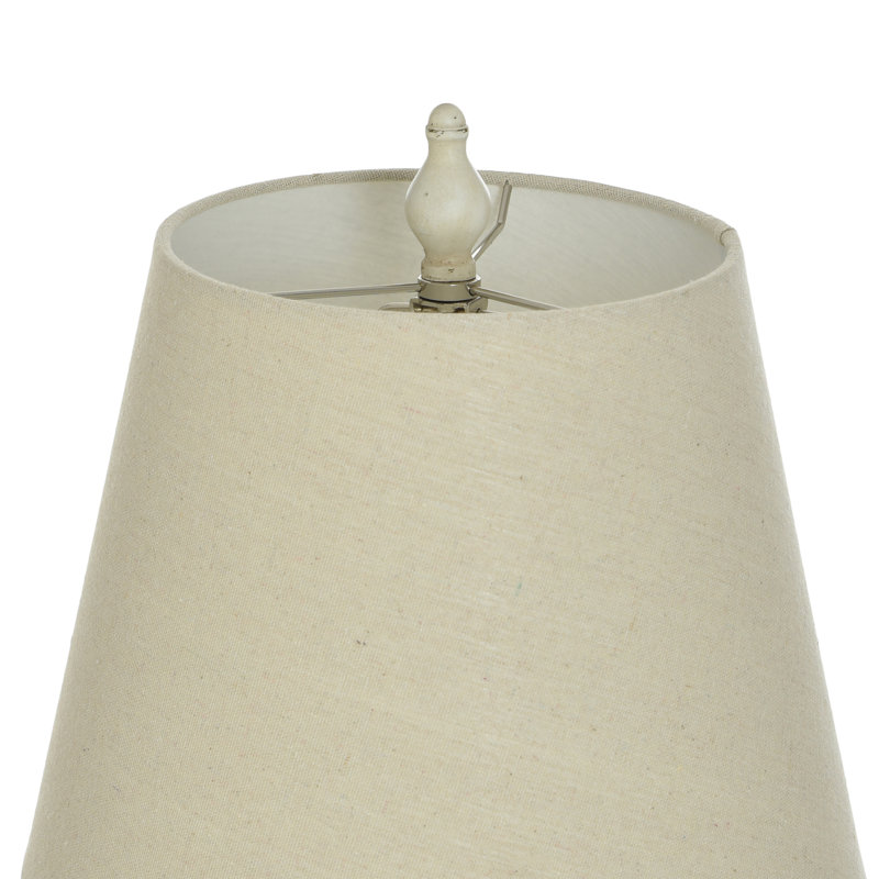 Distressed Cream Polyresin Table Lamp with Fabric Shade, 24" Height