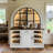 63" W Pantry Cabinet With Arched Huttch